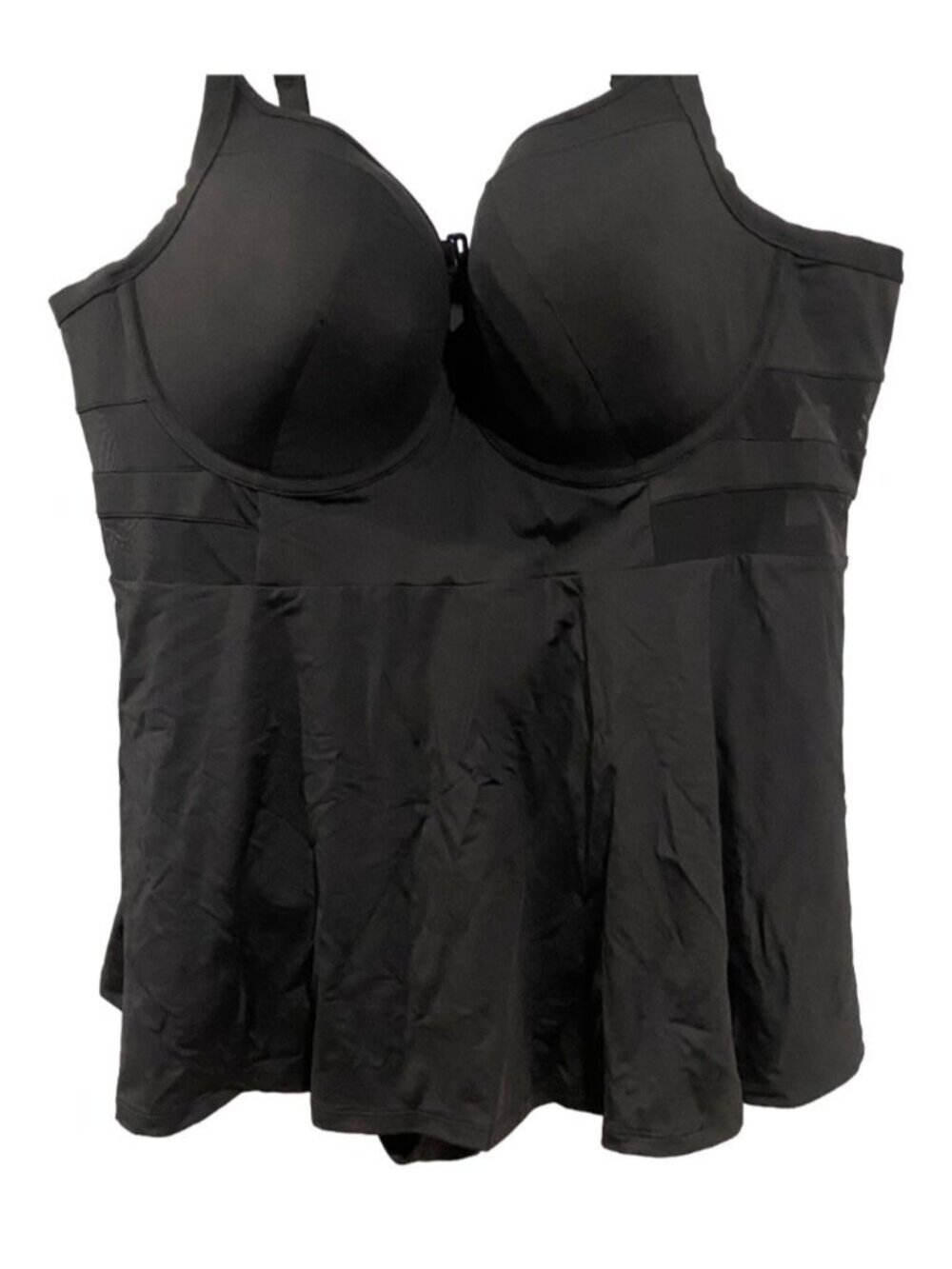 PENNINGTONS Mesh Skirted Swim Dress Black 2XL Plus Size Swimwear Curvy Swim 1pc